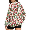 thumbnail image 2 of FOR U DESIGNS Red Strawberry Hoodie Jacket for Women with Zipper Oversized Hoodies Size XS Lightweight Hooded Zip Up Sweatshirt Women Down-Shoulder Collar Sportswear, 2 of 7