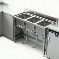 3-Bay Stainless Steel Sink Free Standing Utility Sink Kitchen Sink 3 Compartment Sink 304 Grade Laundry Tub Culinary Sink 18.7in Depth with Faucet & Water Pipe Commercial for Food Truck, Outdoor Use