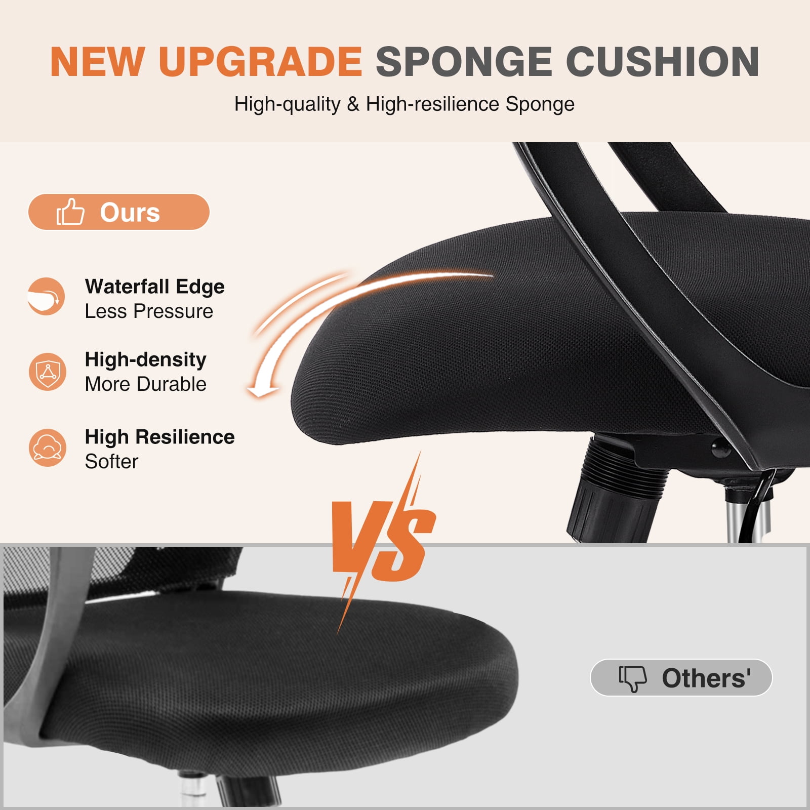 CONCETTA Office Chair Ergonomic Office Chair High Back Mesh Computer Chair with Adjustable Headrest, Black