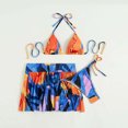 thumbnail image 4 of Traje de baño de bikini de tres piezas para mujer con almohadilla en el pecho y sin soporte de acero Patrón de color Traje de baño sexy con tiras Fridja  nalpqowj20584, 4 of 6