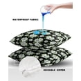 thumbnail image 5 of Outdoor Throw Pillow Cover Blossom Watercolor Daisy Flower Waterproof Cushion Covers 2 Pack Leaves and Floral on Black Pillow Cases Home Decoration for Patio Garden Couch Sofa, 5 of 7