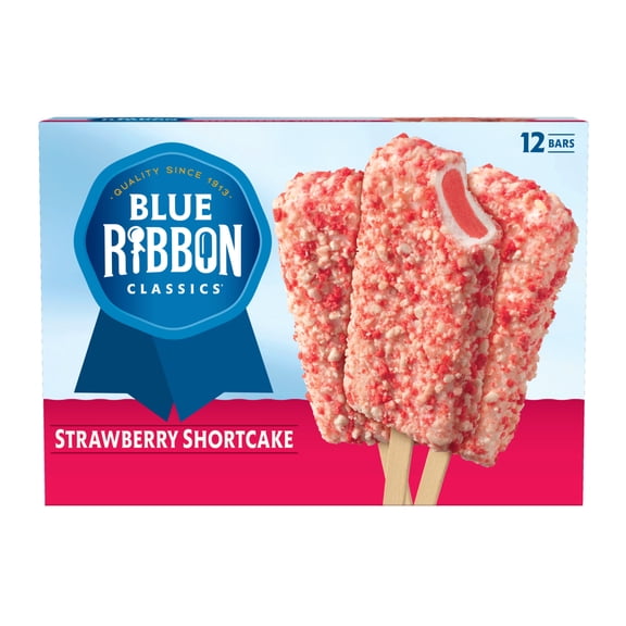 Blue Ribbon Classics Strawberry Shortcake Coated Artificially Flavored Vanilla Frozen Dessert Treat Bar, 36 fl oz, 12 Pack
