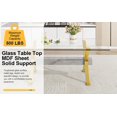 thumbnail image 6 of 7 Piece Dining Table and Chair Set, Tempered Glass Table and 6 Kitchen Chairs with Metal Legs, Accent Side Table and Armless Chair Sets for Living Room, Dining Room, Office,  White and Gold, 6 of 9