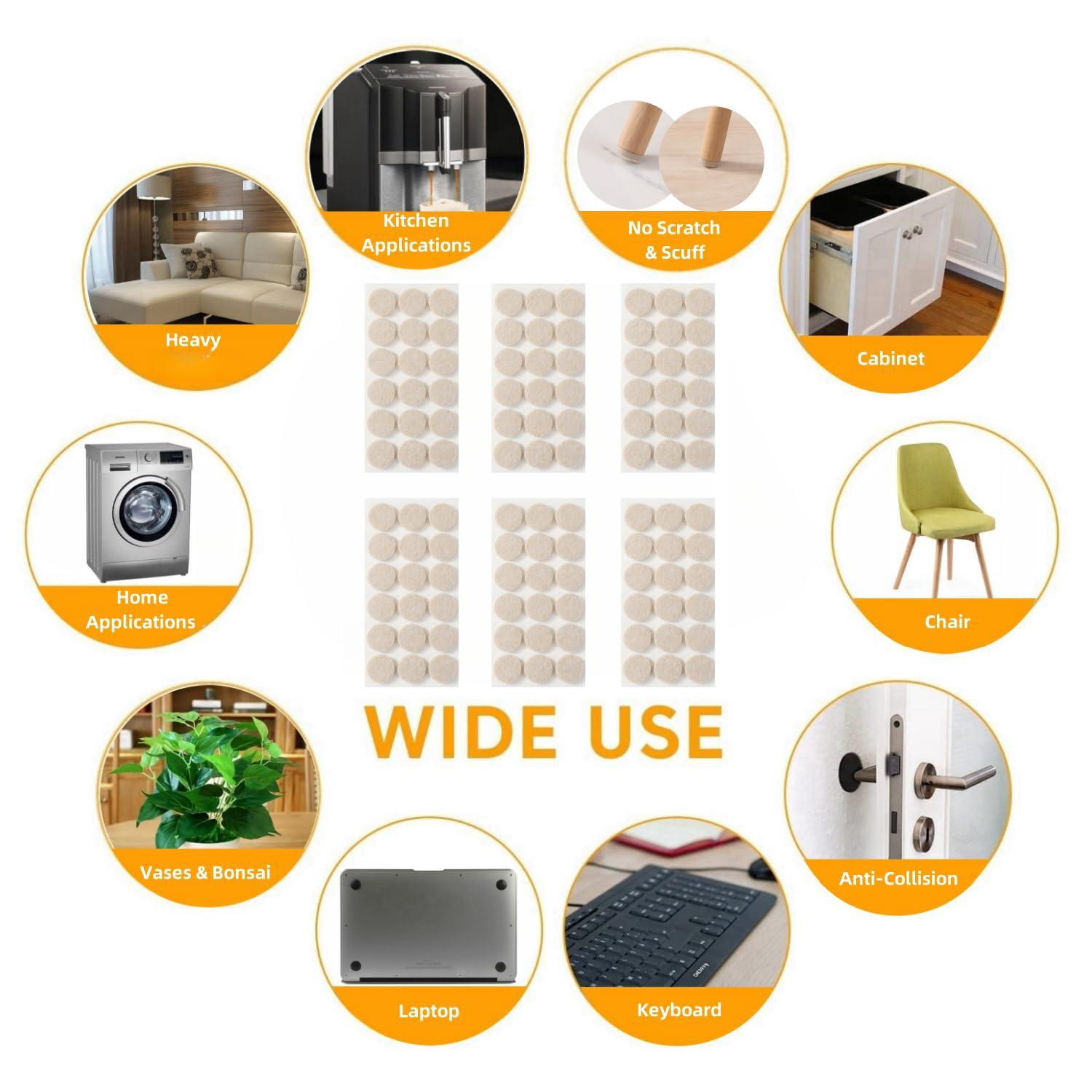 Felt Furniture Pads For Hardwood Floors - Self Adhesive Chair  Floor Protector Feet Sliders Moving Your Smoothly Anti Scratch 108 1" Round