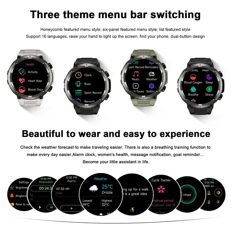Blackview Military Smart Watches for Men, Bluetooth Call(Answer/Make  Calls), 1.39 HD Touch Screen Outdoor Sport Watch, with 100+ Sport  Mode,Waterproof,for Android and iPhone Compatible, Khaki 