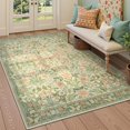 thumbnail image 2 of Wonnitar 6x9 Butterfly Washable Living Room Rug, Ultra Thin Soft Grass Green Boho Rugs for Bedroom, Non Slip Floral Carpet for Nursery Playroom, 2 of 7