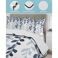 thumbnail image 4 of Quilts Twin Size Bedding Set, Navy Blue Ombre Botanical Lightweight Quilted Comforter, Watercolor Pastoral Leaf Soft Reversible Bedspread Coverlet with Pillow Covers for All Season, 68" x 86", 4 of 7