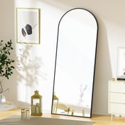 GLSL Length Mirror Arch Standing Floor Mirror, 64x21 Arched Wall Mirror, Black