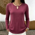 thumbnail image 4 of Kezqiaxn Blouses for Women Dressy Casual Stretchy Long Sleeve Pullover Tops Fashion Crew Neck Shirts Winter Clothes, 4 of 9
