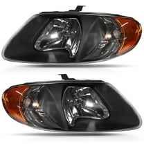 SCITOO Headlight Assembly For Chrysler Grand Voyager 2001-2002,For Town & Country 2001-2007,For Dodge For Grand Caravan 2001-2007 Black Housing Amber Reflector Clear Lens Headlamps