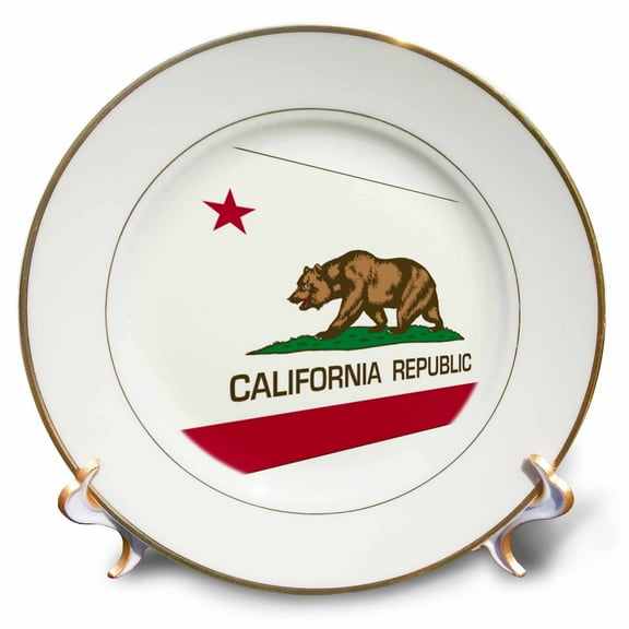 3dRose, Image of California Flag In Contemporary Design, 8 inch Porcelain Plate