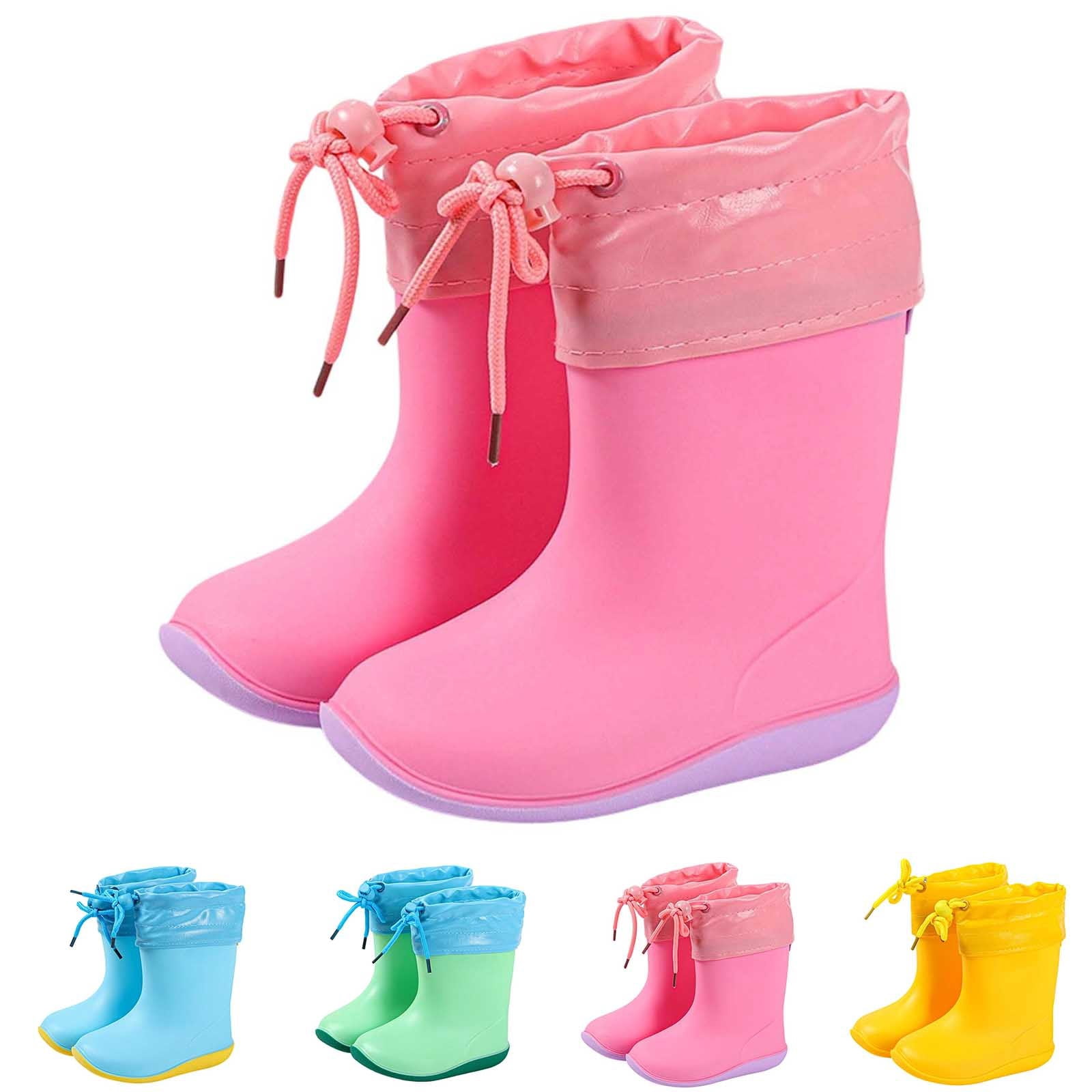 Yuncity Kids Rain Boots Mid Calf Water Shoes Waterproof Solid