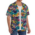 thumbnail image 3 of Disketp Men's Hawaiian Colorful Carp Streamer Print Shirts Button Down Holiday Beach Shirts-Small, 3 of 5