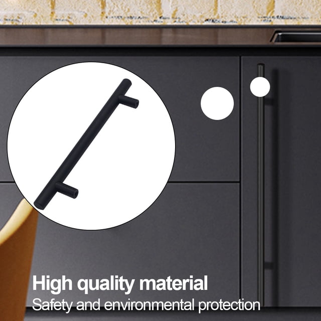 Tiradores De Puertas De Armarios Manija de barra en T Manijas de puerta de gabinete Euro para cocina/dormitorio/baño (negro 180 mm)