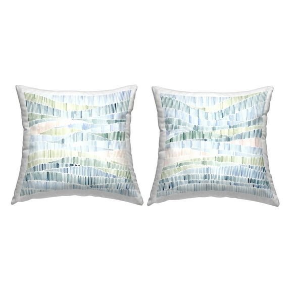 Stupell Industries Modern Abstract Nautical Landscape Wavy Striped Pattern Blue, 18 x 7 x 18, Decorative Pillows, (Set of 2)
