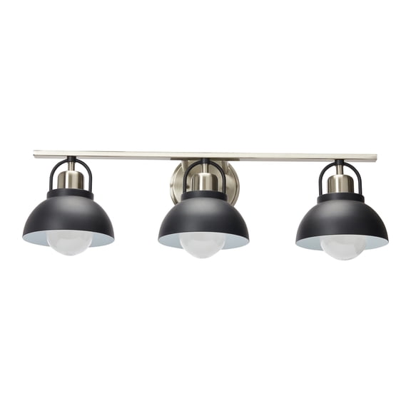 Robert Stevenson Lighting Robert Stevenson Lighting Walsh - Metal 3-Light Vanity Light with Shades, Matte Black and Brushed Nickel