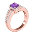 thumbnail image 3 of Mauli Jewels Rings for Women 2.77 Carat Diamond and Emerald Shaped Amethyst Ring Prong 10K Rose Gold, 3 of 7