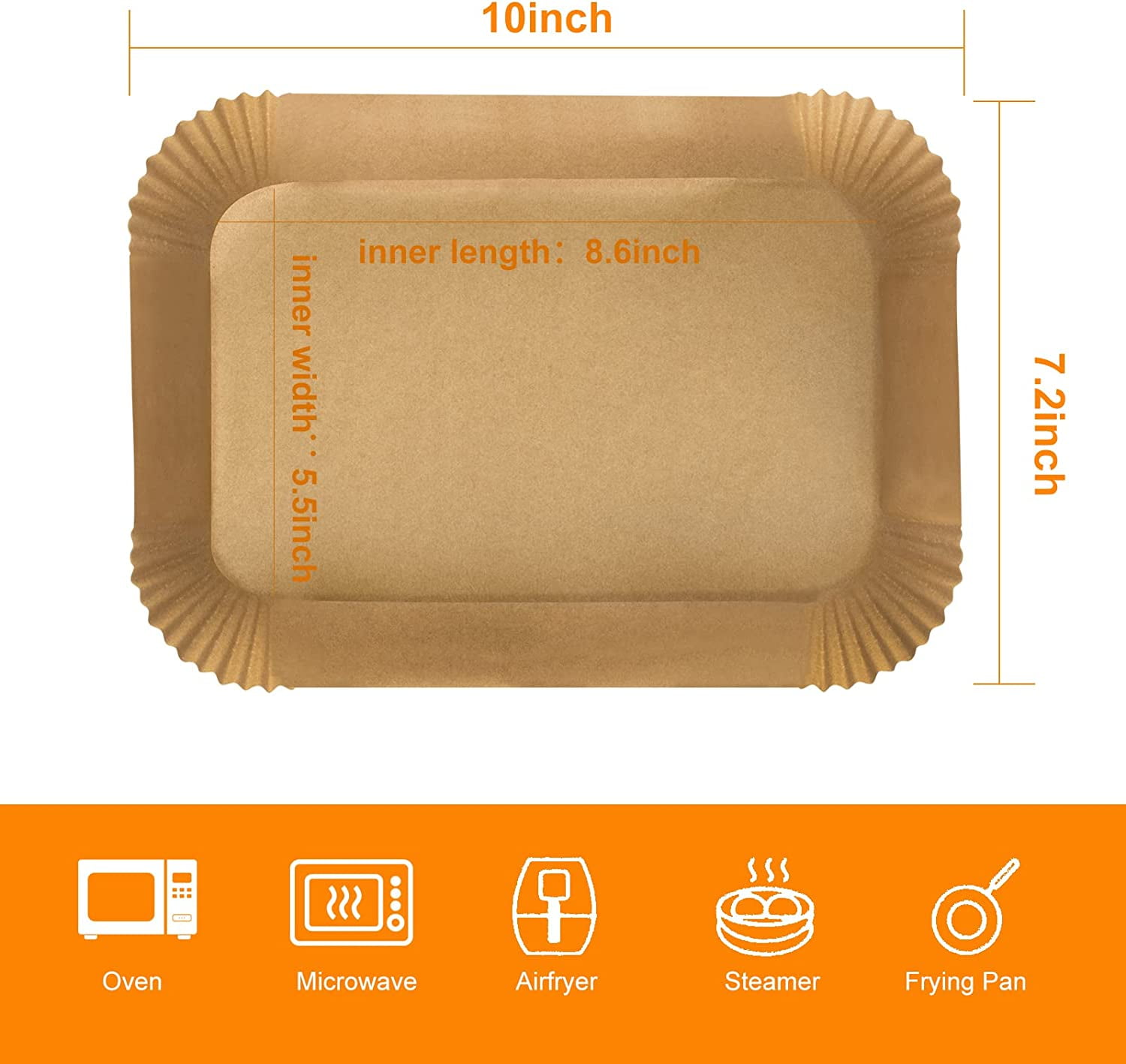 SUNYOK 100 Pcs Air Fryer Liners, 8.6in Rectangle Non-Stick Air Fryer Disposable Paper Liner, Unbleached Oil-Proof Airfryer Liners, Natural Air Fryer Parchment Paper Liners for Fryers Frying Pan