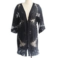 thumbnail image 3 of Plus size Cover Up for women Sexy Lace stitching Swimsuit Cover Up Open Front Cardigan Black Beach Swim Cover Ups Shermie, 3 of 5