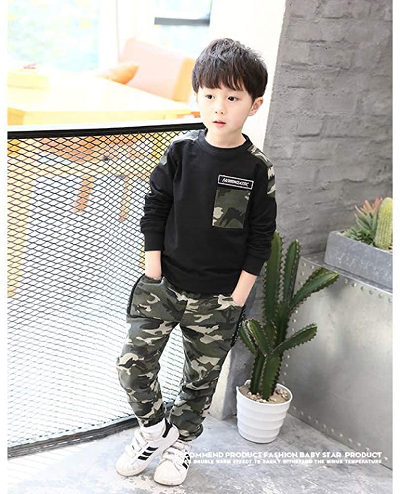 LOLANTA 2-Piece Boys Camouflage Outfit Teen Long Sleeve T-Shirt Trousers Clothes Set