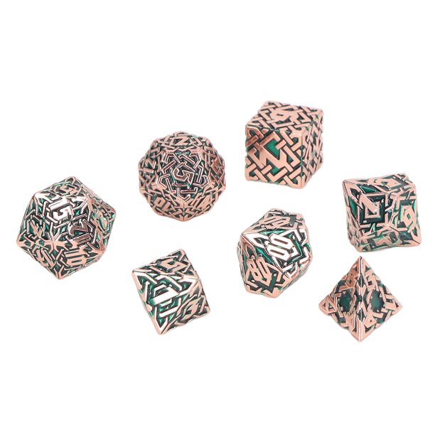 Tabletop Dice Set, Exquisite Board Game Polyhedral Dice 7pcs Portable Metal For Party ANGGREK Verde