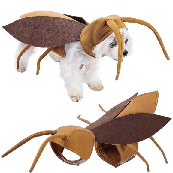 Pet Costume for Cats & Dogs, Cockroach-Themed Jumpsuit with Antennae, Cute & Silly Outfit for Halloween, Birthday, Party & Holiday Events