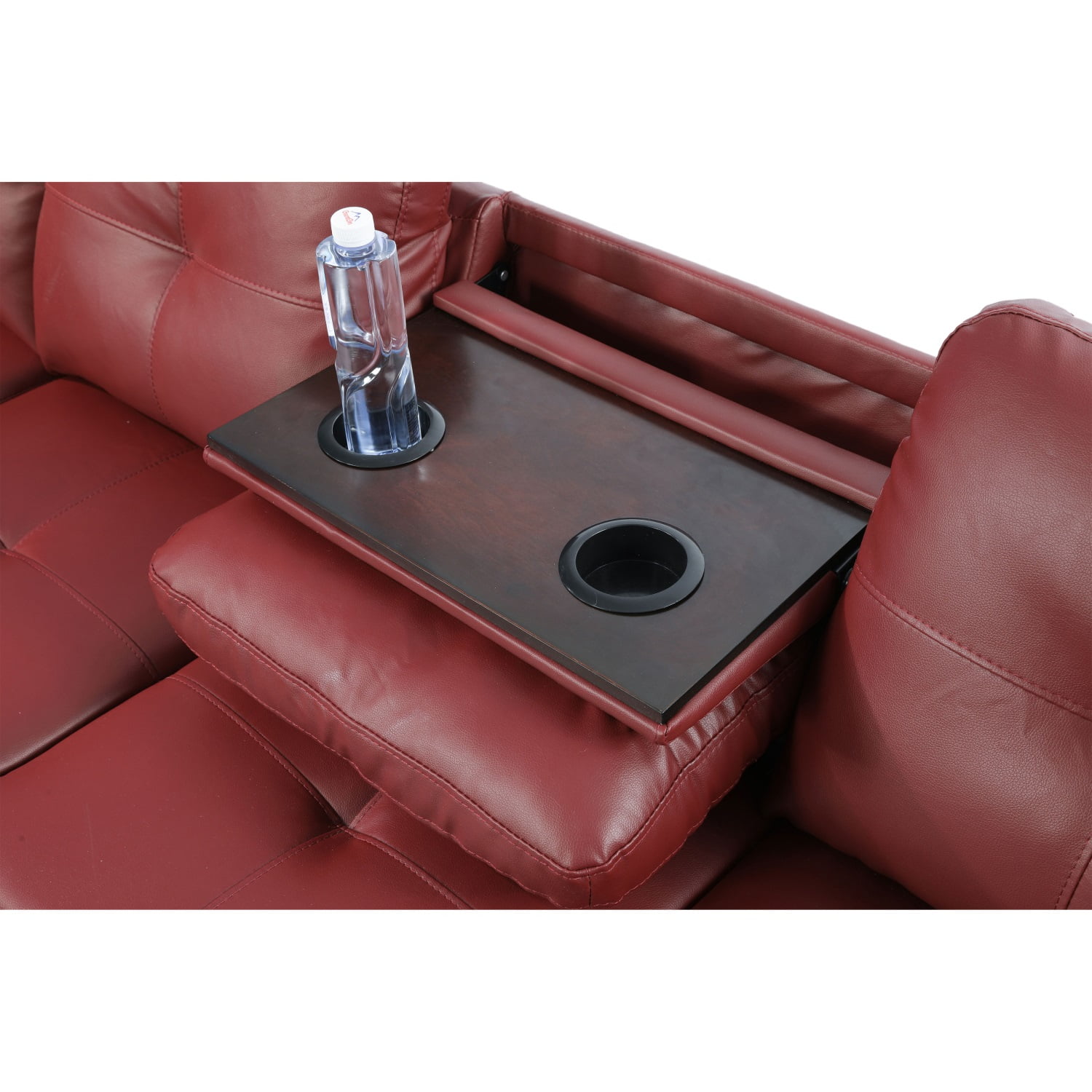 Hommoo L Shaped Flippable Backrest Sectional Couches and Sofas, 4-Seat Faux Leather Sectional Sofa Sets, Modern Living Room Furniture Sets, 15' Back Height, Red(No Ottoman)