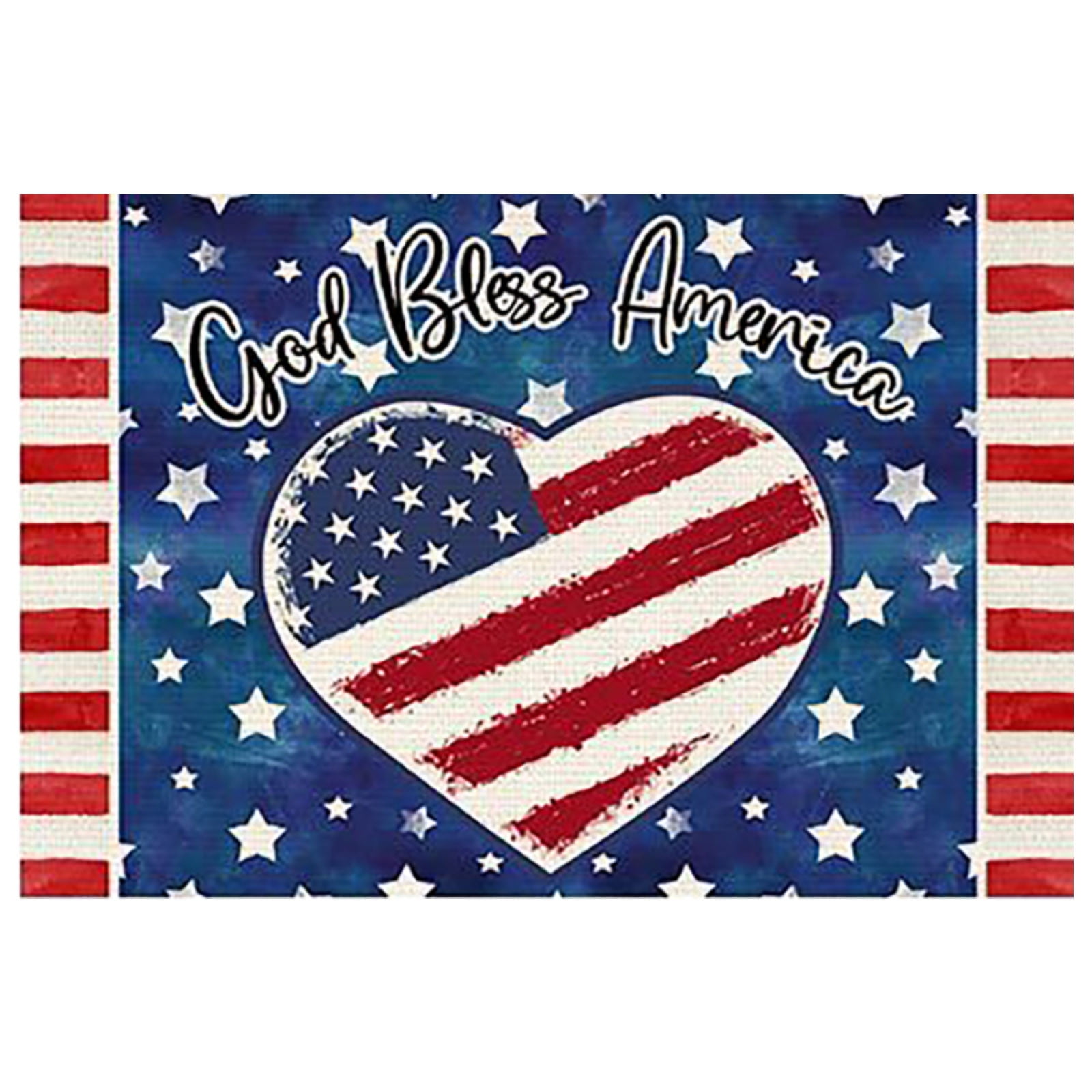 4th of July Placemats,Red White Blue Heat Resistant Placemat Washable Cotton Linen Summer Table