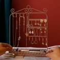 thumbnail image 5 of Soporte de joyería para pendientes, cadenas y anillos - aprox. 25x10x33cm, - Soporte decorativo para joyas de metal, 4 niveles, compartimento para gancho y anillo Almacenamiento de joyas Soporte para, 5 of 5