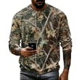 thumbnail image 4 of ASDFVBKG Lightweight Mens Crew Neck Sweatshirt, Camo Maple Leaf Printed Waffle Knit Long Sleeve Casual Pullover Light Brown M, 4 of 5