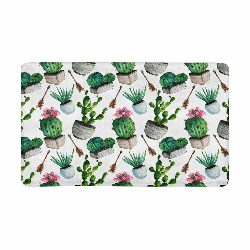MKHERT Watercolor Cactus Succulent and Arrow in Boho Style Doormat Rug ...