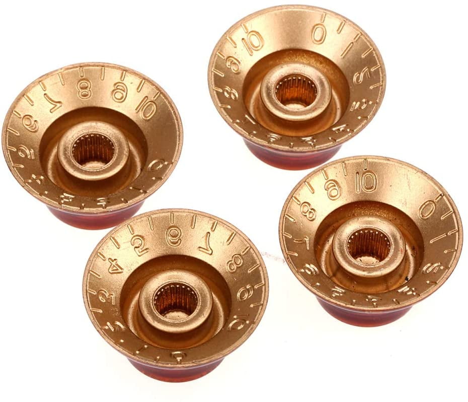 Amber Musiclily Pro Imperial Inch Size Top Hat Bell Knobs Compatible with USA Made Les Paul SG Electric Guitar Set of 4