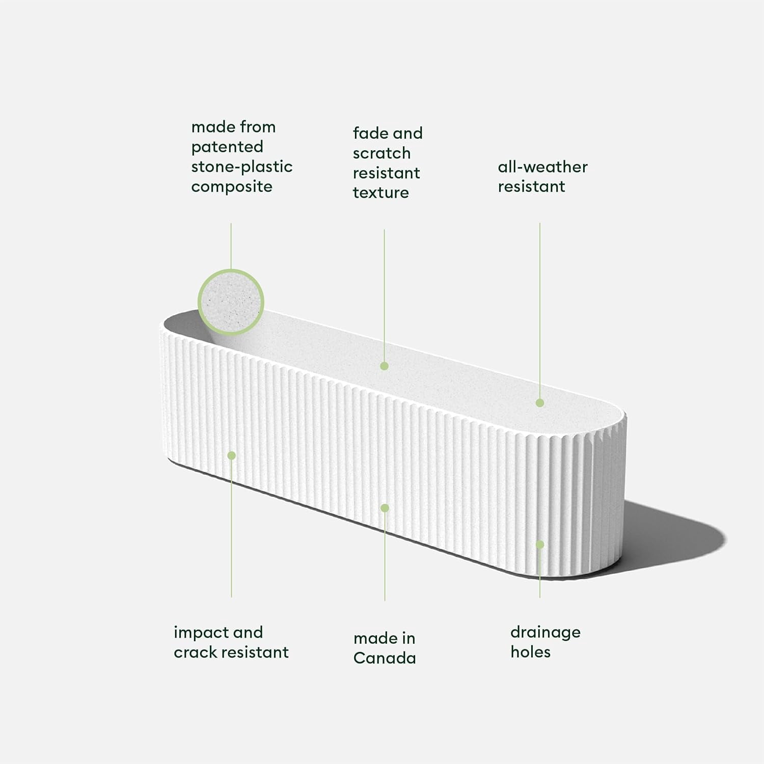 FeGeMax  Demi Series Window Box Planter - Long Planter Box for Windowsill/Balcony | Durable Plastic-Stone Composite Material | Modern Décor for Flowers/Herbs