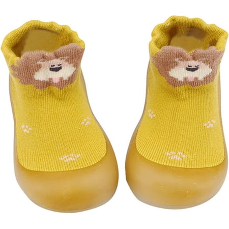 

QWZNDZGR Toddler First Walking Sock Shoes for Girls Boys Soft Sole Non Slip Cartoon Breathable Lightweight Slip-on Sneakers