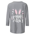 thumbnail image 5 of asdoklhq Easter Tops for Women 2026 Striped Women's Fashion Carnival Printed T-shirt 3/4 Sleeves Blouse Round Neck Casual Top Gray 3X, 5 of 7