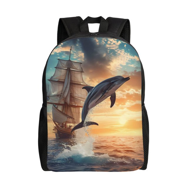 Fotbe Sailing Dancing Dolphin Mochila de Viaje para Laptop, Mochila Ejecutiva Delgada y Resistente 15.6"