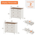 thumbnail image 4 of Farmhouse Nightstand Set of 2 with 3 Drawers, 34 Inch Large Wood Bedside Table, Wide Sofa Side End Table Chest of Drawers for Bedroom & Living Room, White, 4 of 8