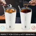 thumbnail image 4 of TYESO Stainless Steel Insulated Tumbler with Lid and Straw, 16 oz Stainless Steel Cups, Travel Coffee Mug for Adults, White, 4 of 4