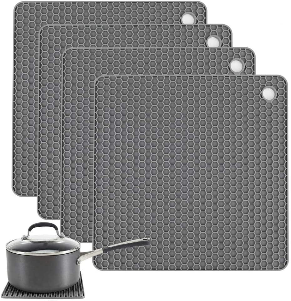 Silicone Pot Holder Heat Resistant Non-slip Insulation Hot Pads Trivet Mat Black 