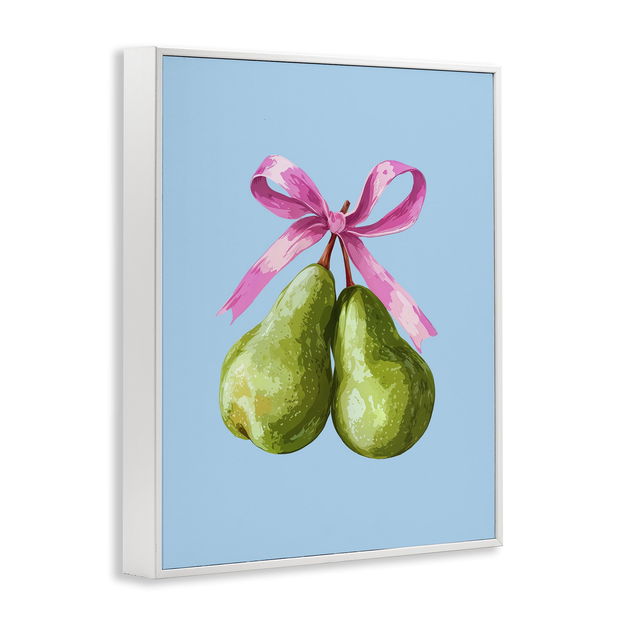 Stupell Industries Twin Pears with Ribbon White Framed Giclee Art, design by Imagine It Images