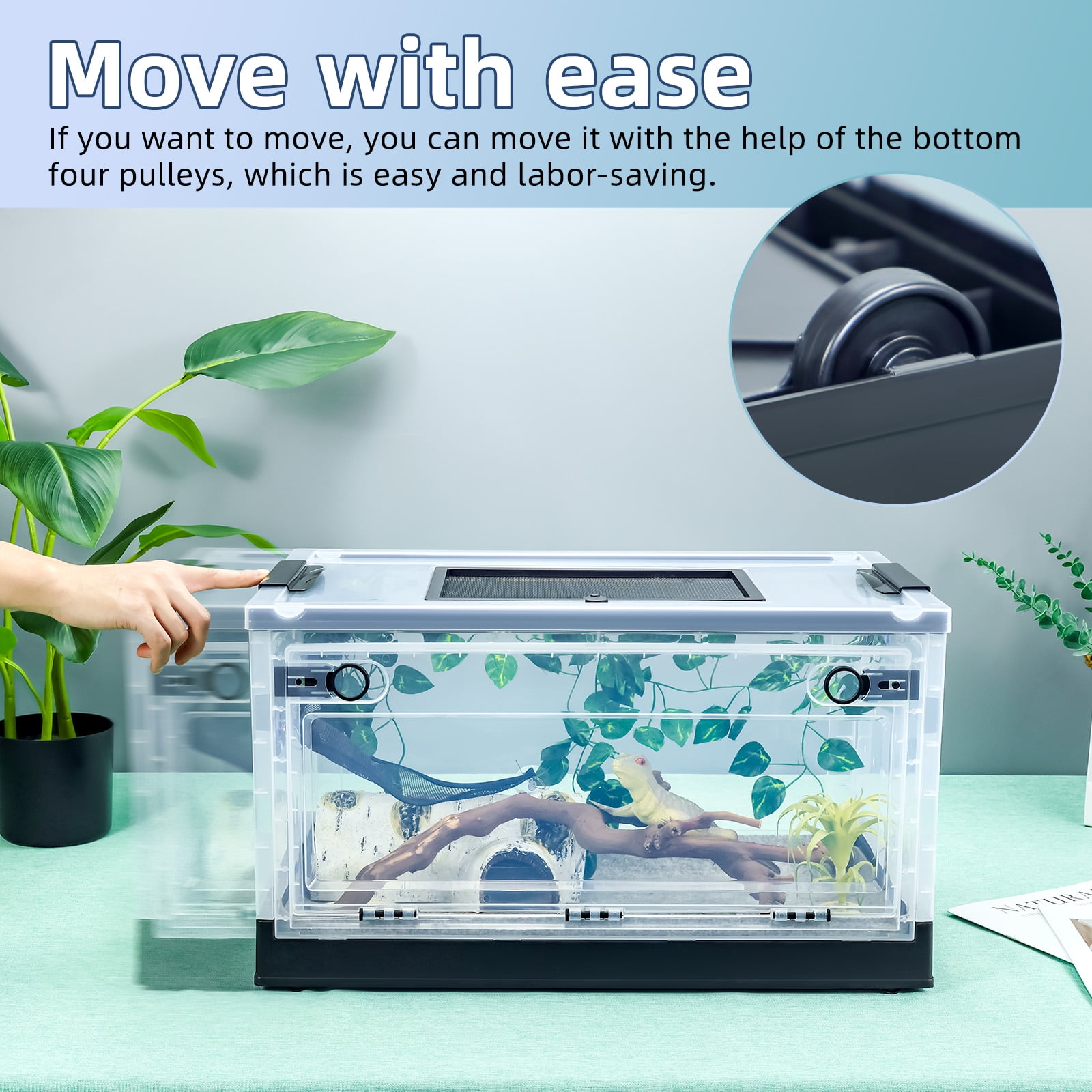 Reptile Terrarium Kit - Snake Terrarium & Bearded Dragon Tank with Clear Views Foldable Hermit Crab Cage, Lizard Tank & Crested Gecko Habitat Heat-Safe Iron Mesh Medium