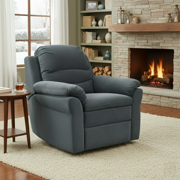 Felix Contemporary Style Upholstered Living Room Electric Recliner Chair with Lumbar Massage, Grey