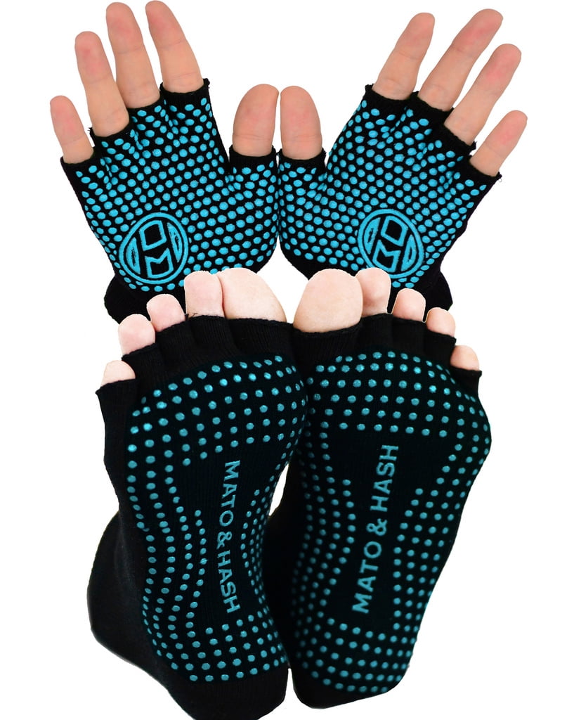 Yoga Gloves AND Socks COMBO PACK Yoga Gear for Women & Men by Mato
