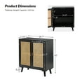 thumbnail image 4 of 2 Rattan Doors Sideboard Buffet Cabinet Set of 2 with Storage and Adjustable Shelves Living Room Black, 4 of 6