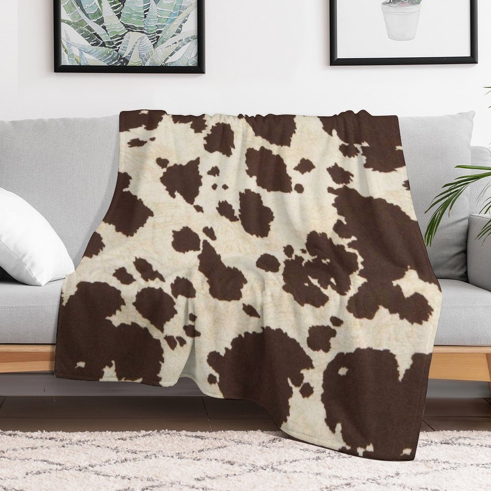Brown and White Cow Print The Full Collection of Flannel Blanket Lightweight Cozy Bed Blankets Soft Throw Blanket Fit Couch Sofa for Kids Adults 60"×80"