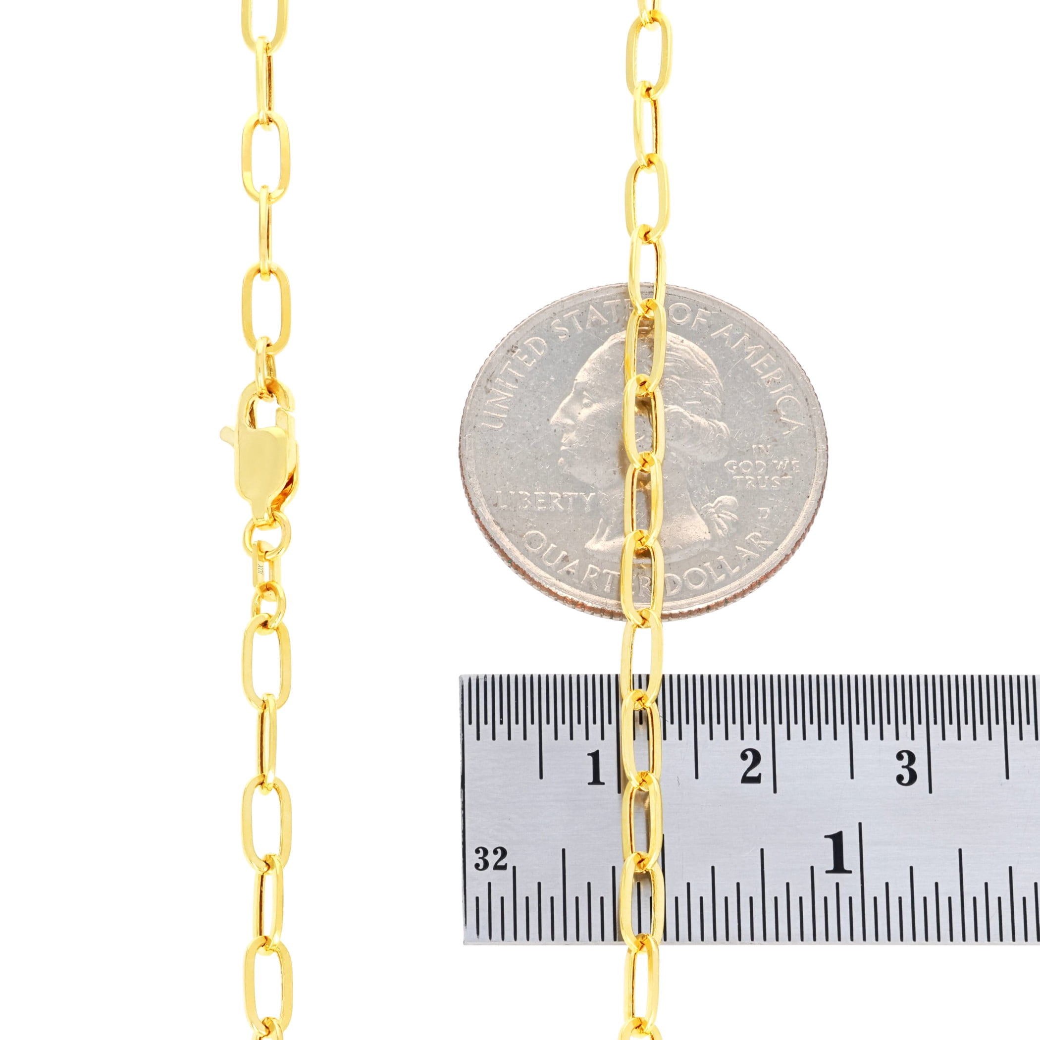 Nuragold 10k Real Yellow Gold Paperclip 3mm Elongated Cable Link Necklace (16"-24") Dainty Italian Jewelry for Men & Women