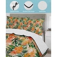 thumbnail image 4 of Quilts Twin Size, Orange Green Palm Leaves Soft Comforter Bedding Set for Bed, Summer Tropical Floral Lightweight Quilted Bedspread with Pillow Cover(2 Pieces) for All Season, 68x86 Inch, 4 of 6