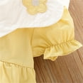 thumbnail image 4 of Vedolay Princess Dress Toddler Girls Princess Cartoon Twirl Dress Ruffle Bottom Blue Summer Flutter Sleeves Clothes,Yellow 3-4 Years, 4 of 5