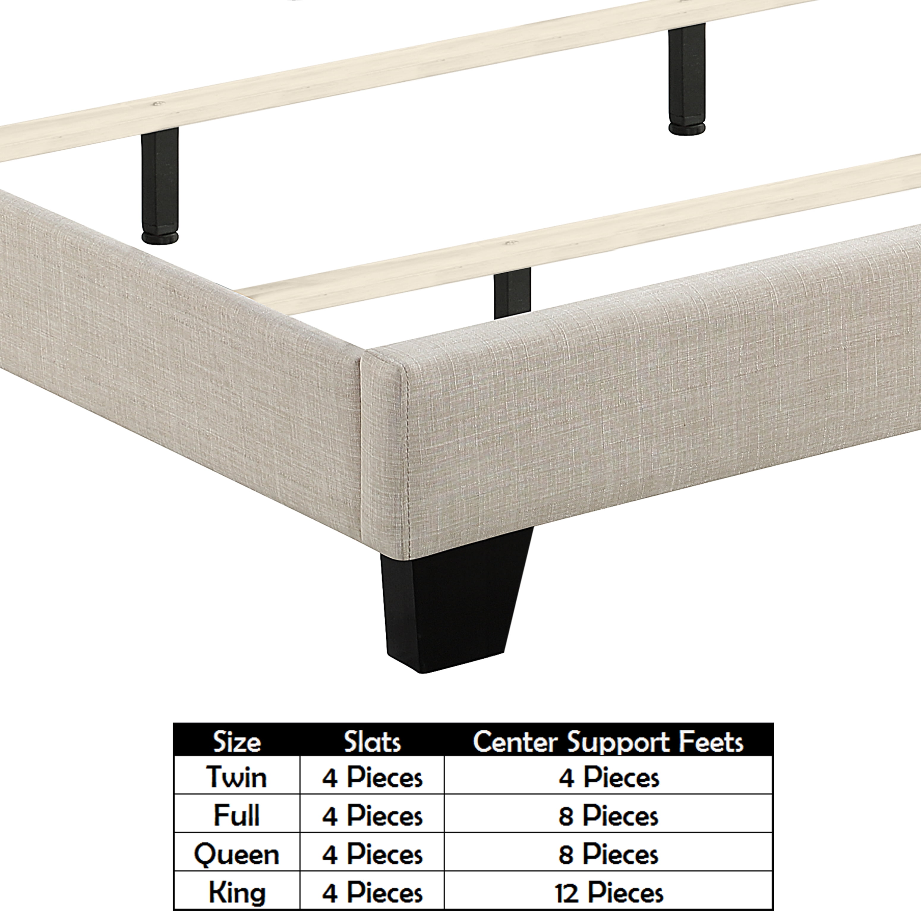 BSHTI Livingroom Modern Twin Size Metal Platform Bed Frame with Upholstered Headboard and wood slats support for Livingroom, Box Spring Required