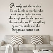 VWAQ Family Isn't Always Blood Wall Decal Saying Home Decor Stickers Quotes Vinyl Lettering